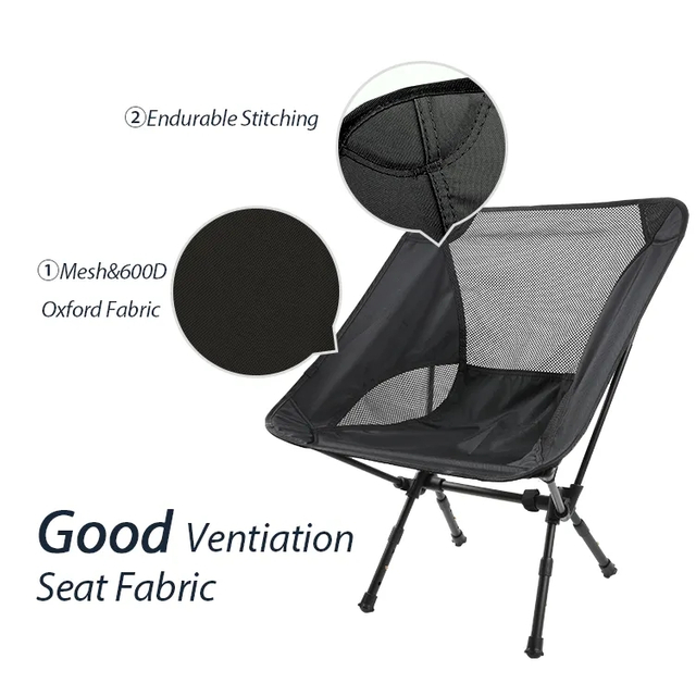 Hot Seller Korea Japanese Outdoor Aluminium Camping Chair Height Adjustable Leg Folded Portable Camp Chair