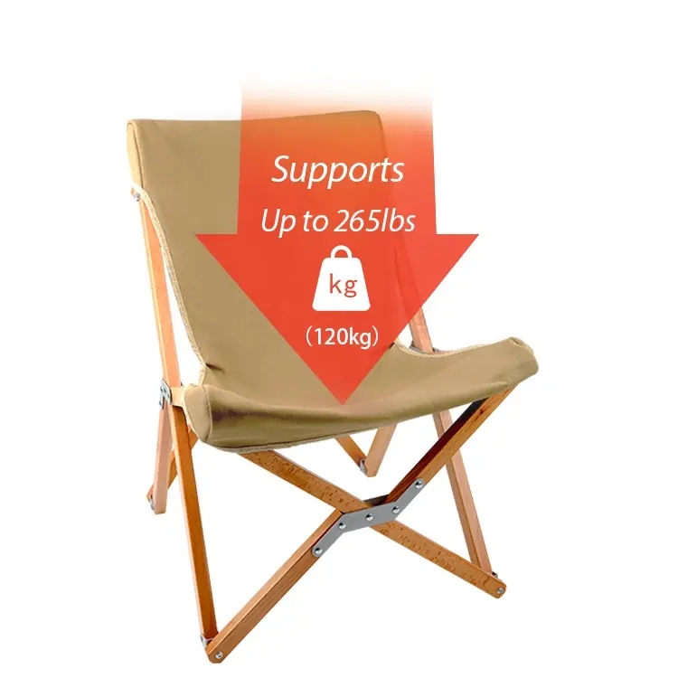 Portable Backpack Fishing Chair with 16A Canvas Fabric Beech Wood Frame Folding Camping Chair