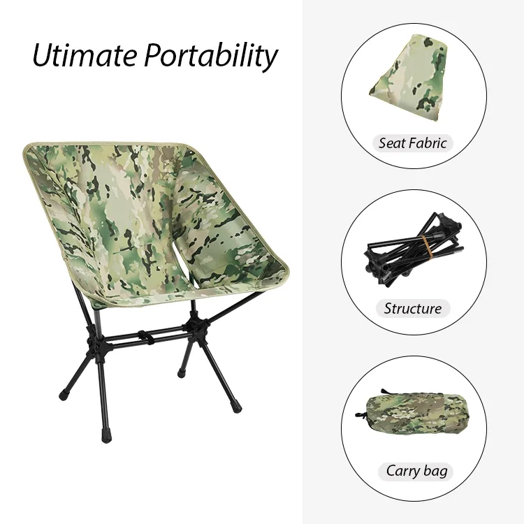 Outdoor Portable Moon Chair Lightweight Camouflage Camping Chair Manufacturers Foldable Camping Chairs For Adults