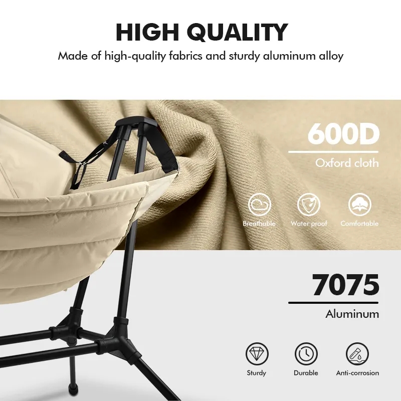 New Arriver Outdoor Portable Camping Rock Chair Camping Folding Rocking Chair for Adults