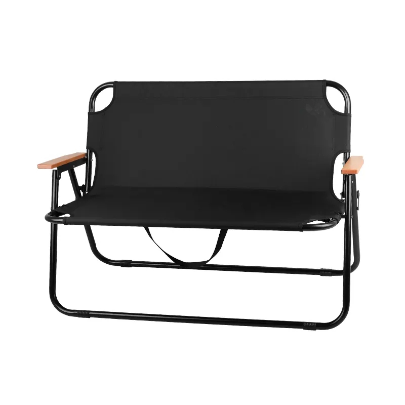 Outdoor Double Seat Camping Chair Portable Folding Camping Chair with Beech Armrest