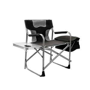 Heavy Duty Oversized Folding Camping Chair Aluminum Directors Chair With Side Table And Cooler Bag