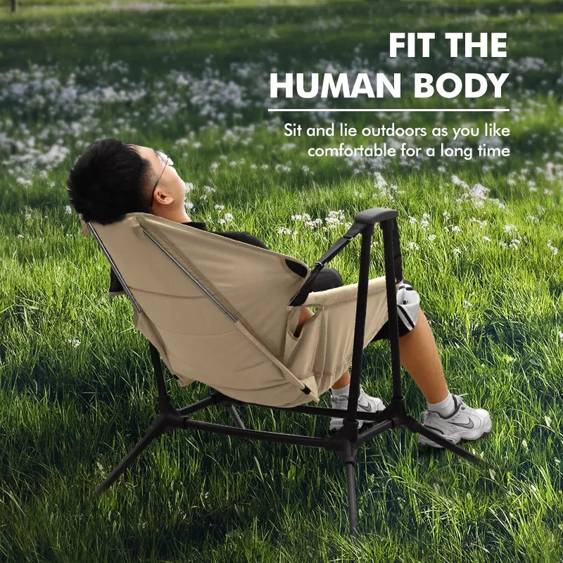 New Arriver Outdoor Portable Camping Rock Chair Camping Folding Rocking Chair for Adults