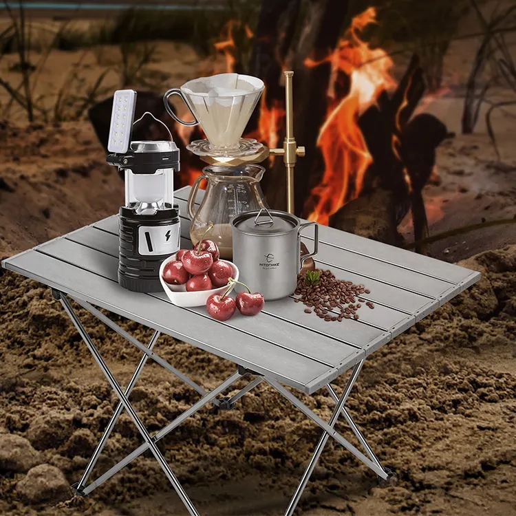 Aluminum Roll Top Camping Table Portable Folding Picnic Table For Camping Outdoor