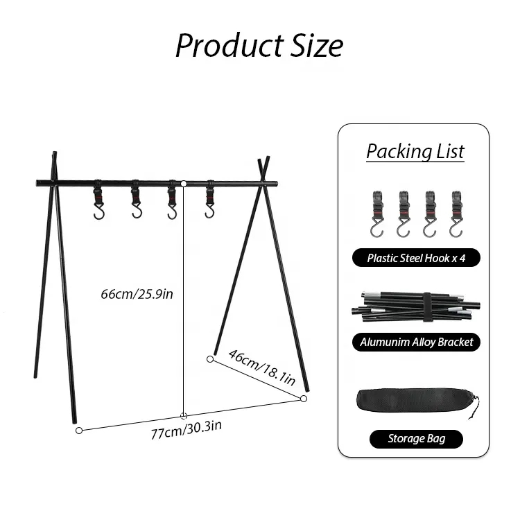 RTS Aluminum Foldable And Portable Camping Hanging Rack with Hook - Buy ...