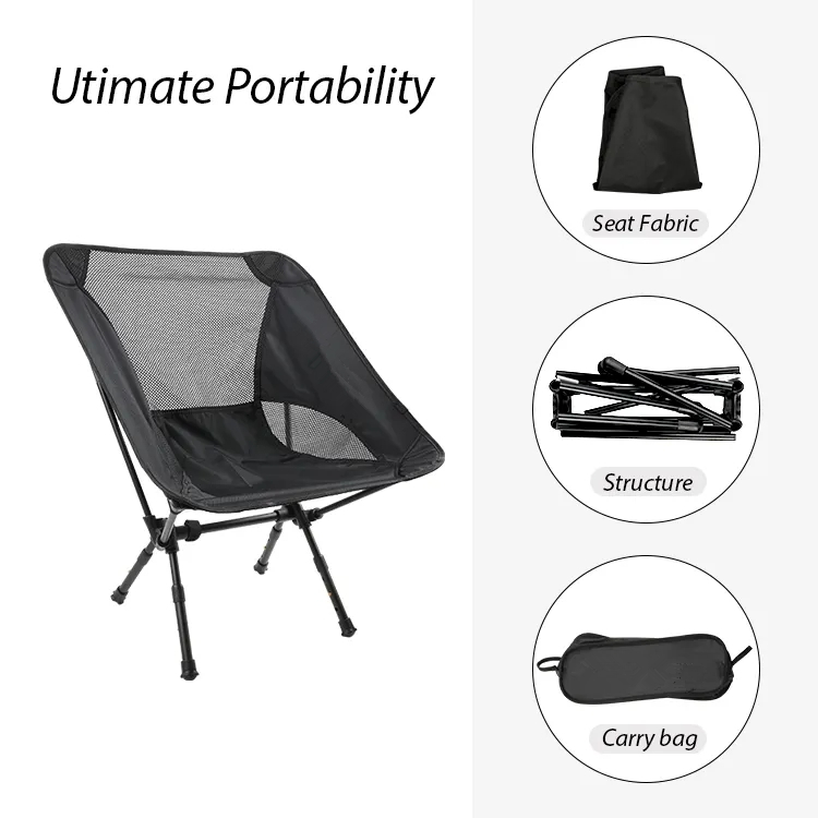 Hot Seller Korea Japanese Outdoor Aluminium Camping Chair Height Adjustable Leg Folded Portable Camp Chair
