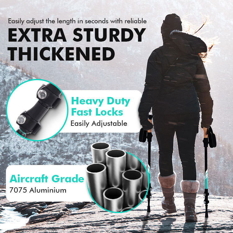 RTS Custom 3-section telescopic folding Aviation Aluminum 7075 tracking walking hiking Sticks Trekking Poles