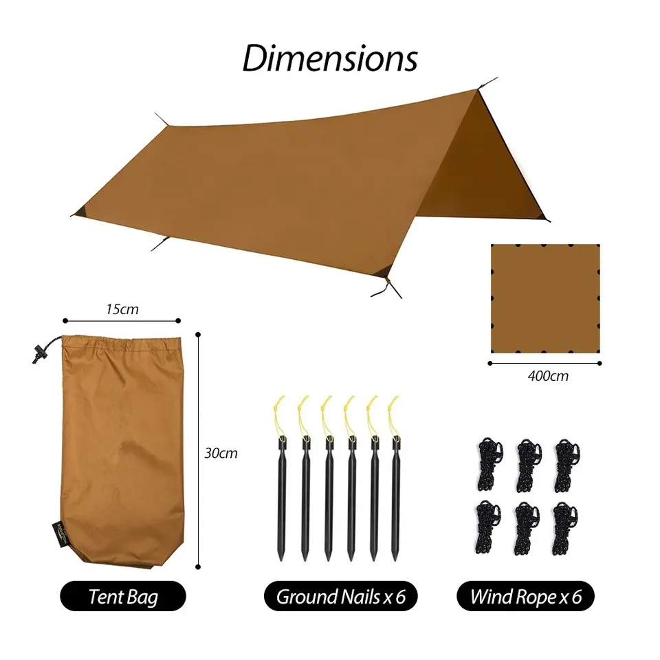 Outdoor Ultralight Beach Picnic Wind Snow Rain Fly Shelter Square Backpack Camping Tarp Tant