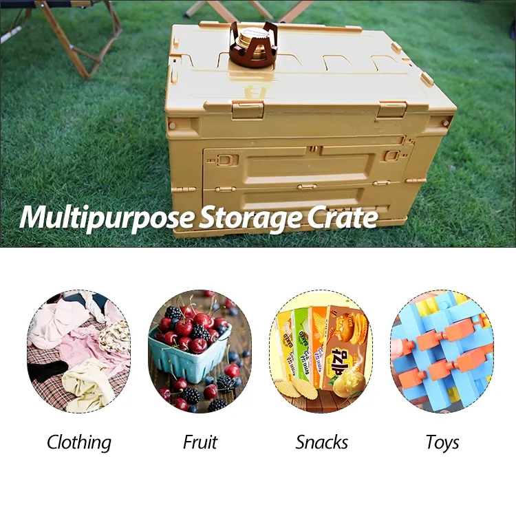 Outdoor Collapsible Camping Storage Box 50L Multifunctional Lightweight Foldable Storage Bin With Lid