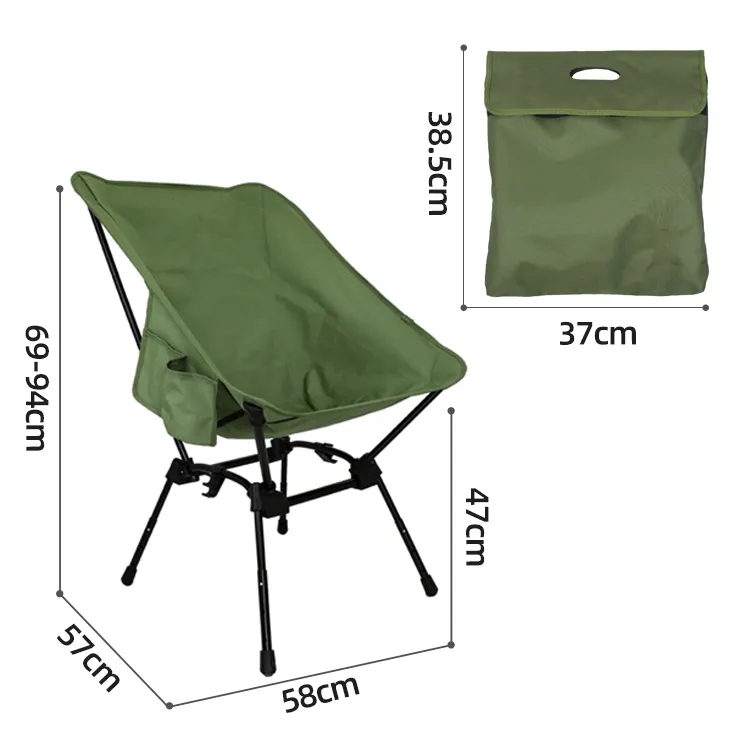  Adjustable Height Outdoor Portable Aluminum Folding Camping Moon Chair