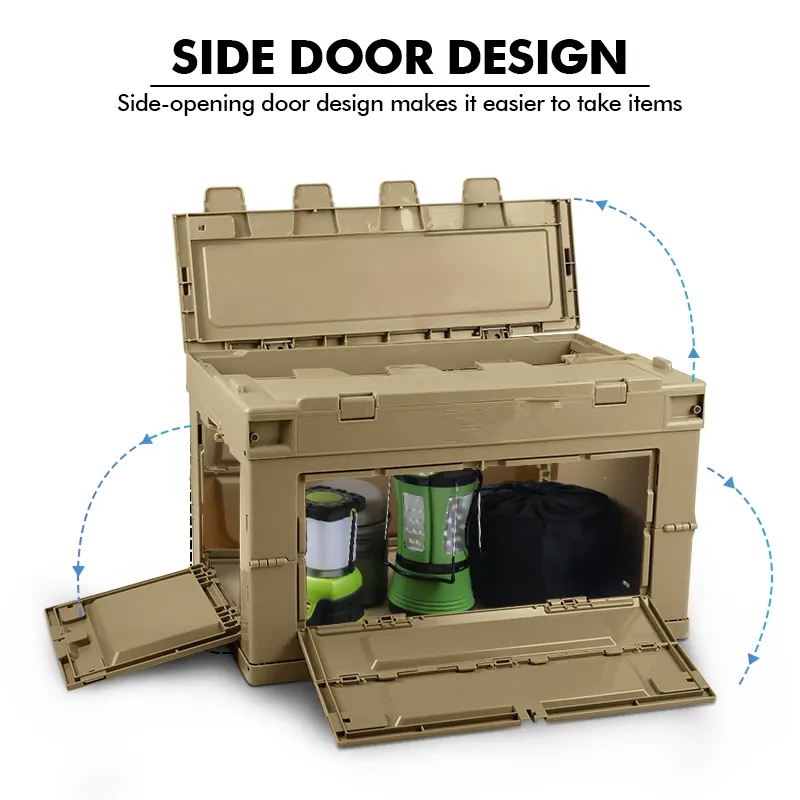 New Arrival Multifunctional Plastic Storage Boxes 65L Folding Camping Collapsible Storage Box