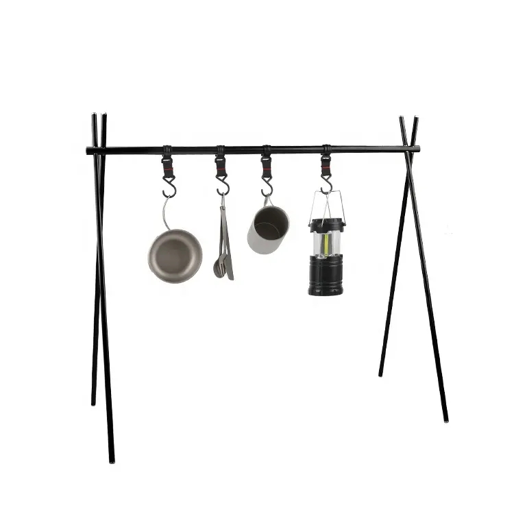 RTS Aluminum Foldable And Portable Camping Hanging Rack with Hook