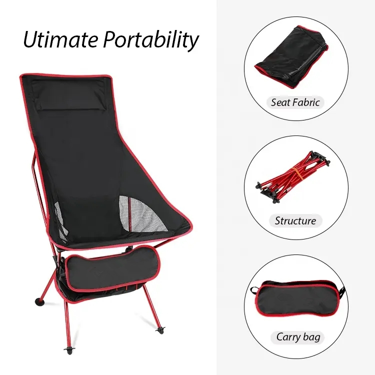 Custom 150kg Aluminum High Back Bulk Outdoor Foldable Backpacking Picnic Carp Fishing Ultralight Folding Camping Relax Chair