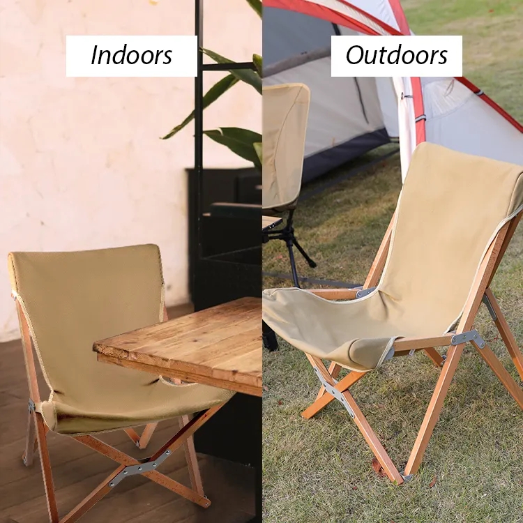 Japan Market Hot Sell Beach Canvas Chair 16A Canvas Fabric Beech Wood Frame Folding Picnic Camping Chair