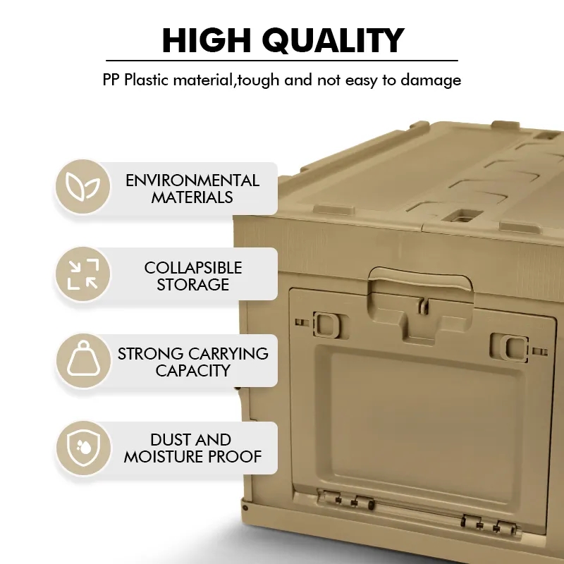 New Arrival Multifunctional Plastic Storage Boxes 65L Folding Camping Collapsible Storage Box