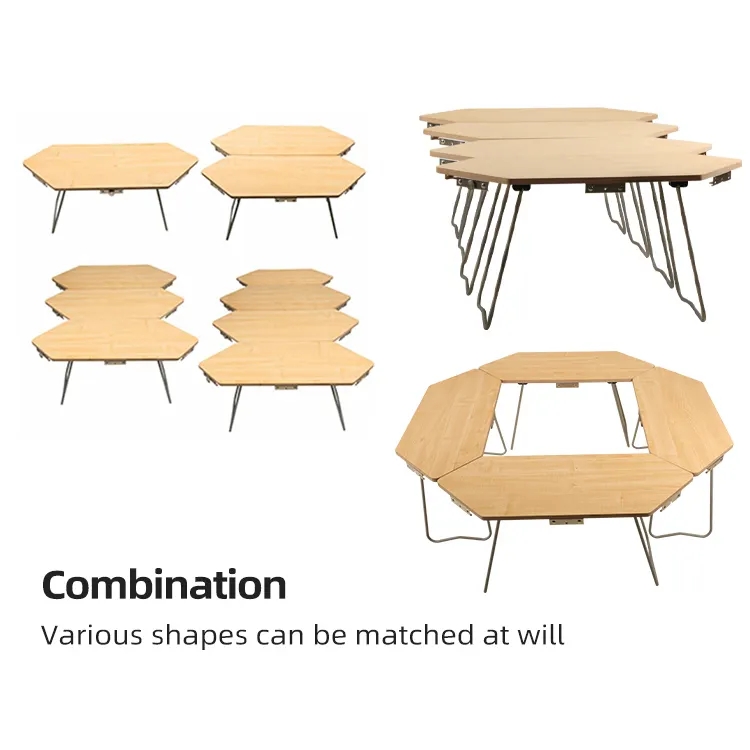 Portable Foldable Octagonal Table Camping Wooden Picnic Table For Family Outdoor