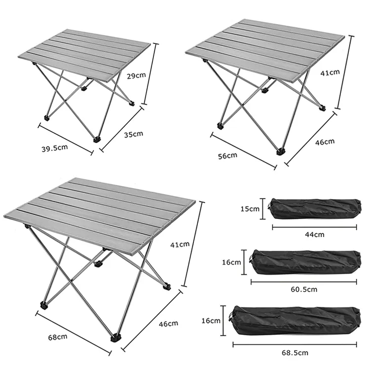 Aluminum Roll Top Camping Table Portable Folding Picnic Table For Camping Outdoor