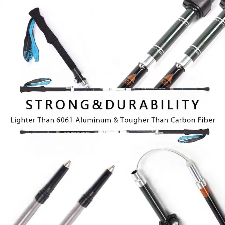 Custom Nordic Cheap Lightweight 5 Sections Collapsible Foldable Aluminum Walking Trekking Stick