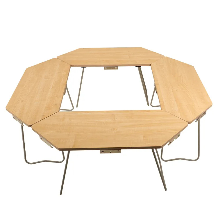 Portable Foldable Octagonal Table Camping Wooden Picnic Table For Family Outdoor