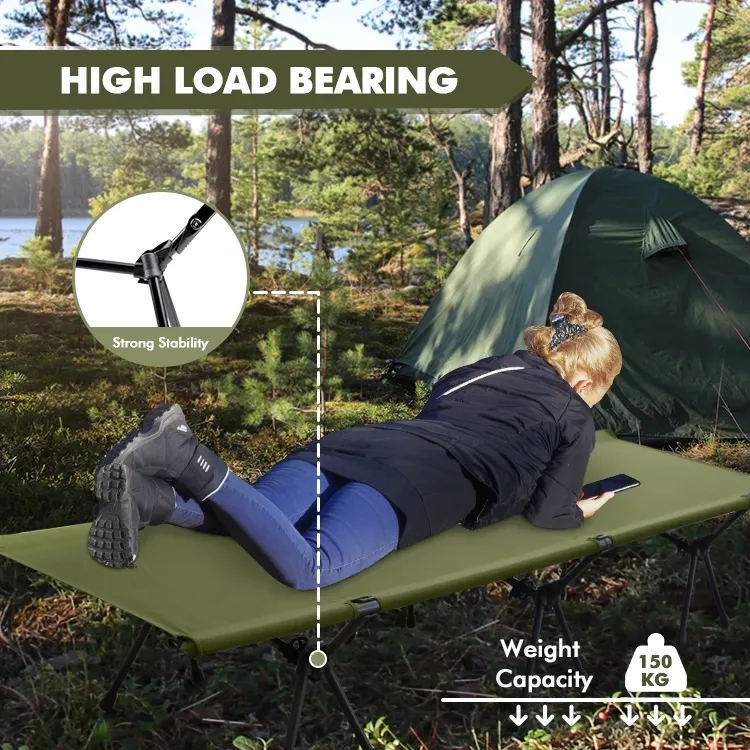 RTS Ultralight Compact Travel Aluminum Camping Cot Adjustable Height Sleeping Cot Folding Camping Bed