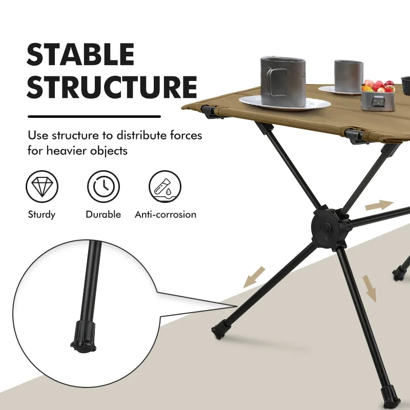 New Arrive Outdoor Glamping Portable Hexagon Camping Picnic Table Compact Aluminum Frame Camp Foldable Table