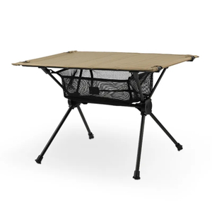 Custom Logo Outdoor Compact Aluminum Folding Table Oxford Top Portable 600d Camp Table with Storage Net Bag