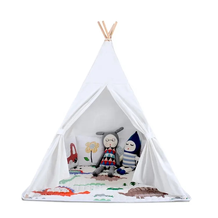 Suka Lun Indoor And Outdoor Camping Cotton Fabric with Pine Poles Fun Play Tent for Children